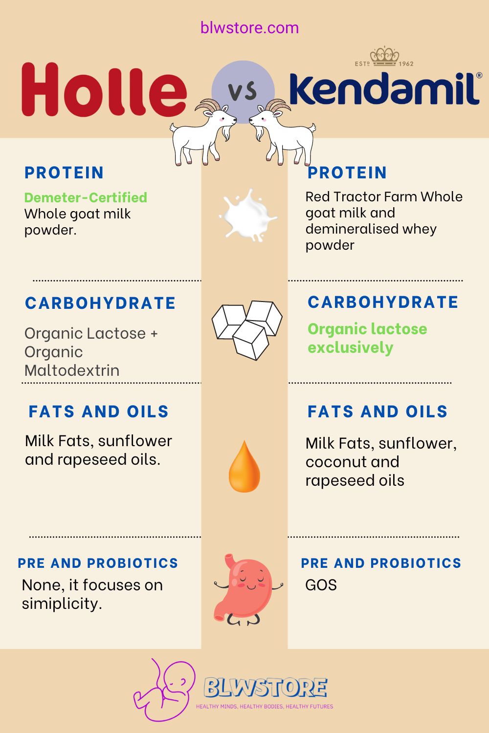 Holle Goat vs Kendamil Goat Infographic