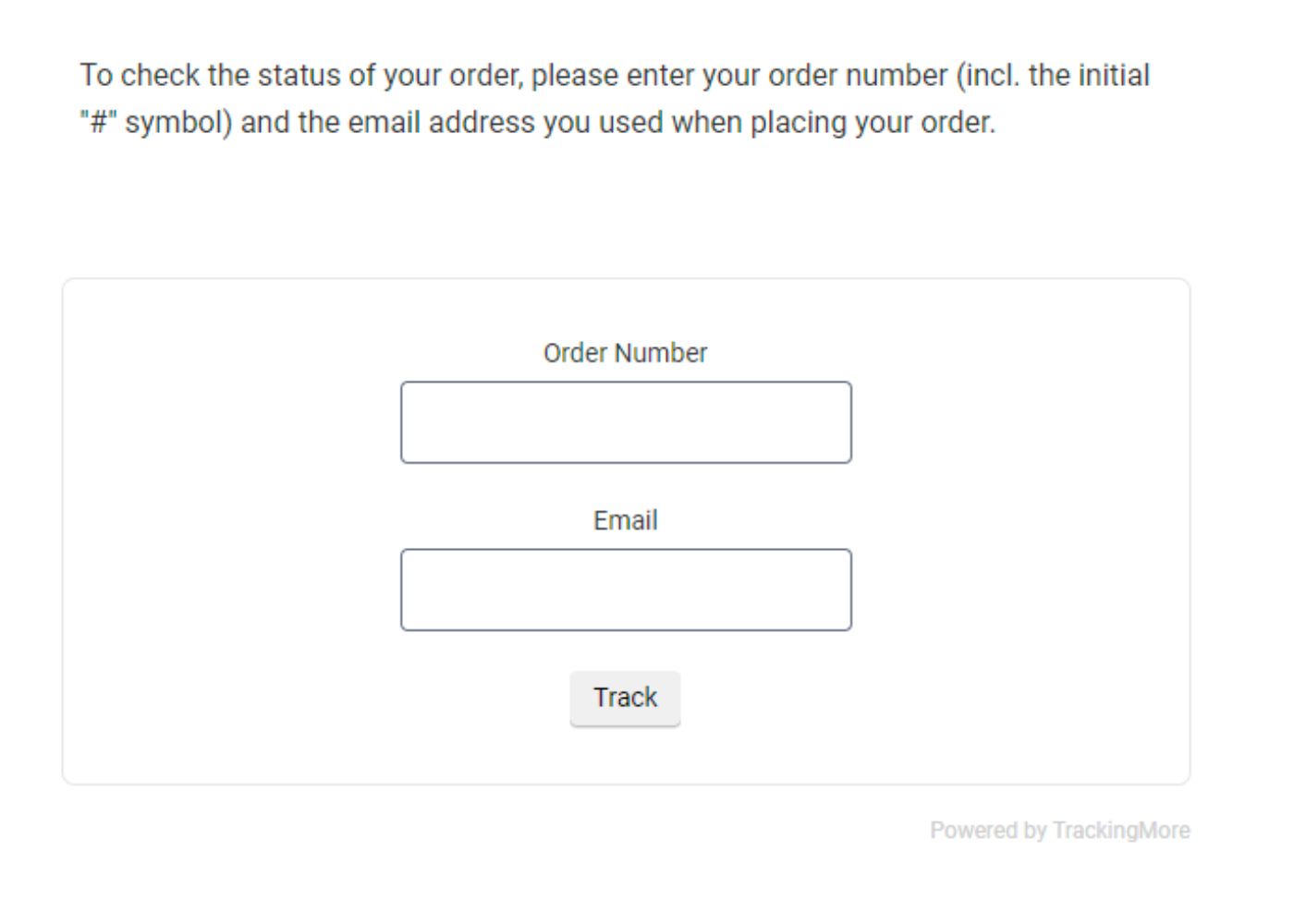 Checking your order is as simple as filling two fields